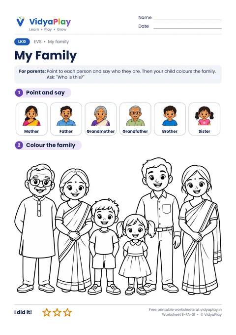 EVS worksheet: my family