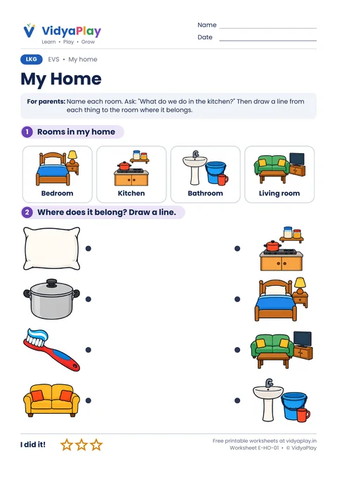 EVS worksheet: rooms in my home