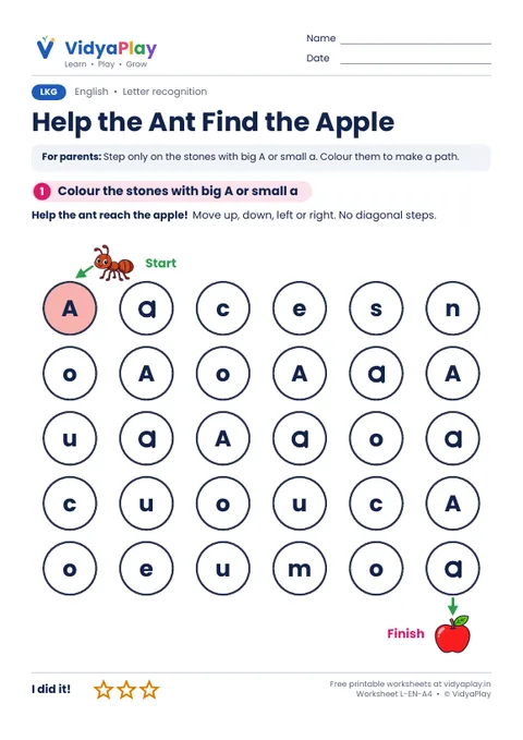 Help the Ant Find the Apple worksheet preview