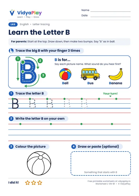 Learn the Letter B worksheet preview