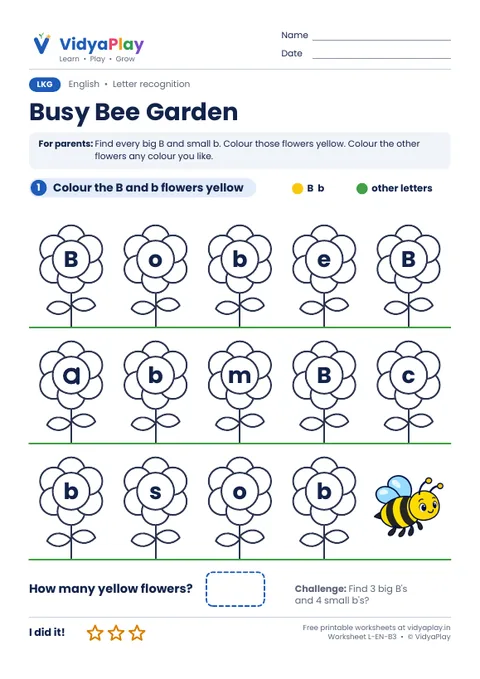 Busy Bee Garden worksheet preview