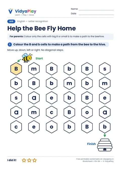 Help the Bee Fly Home worksheet preview