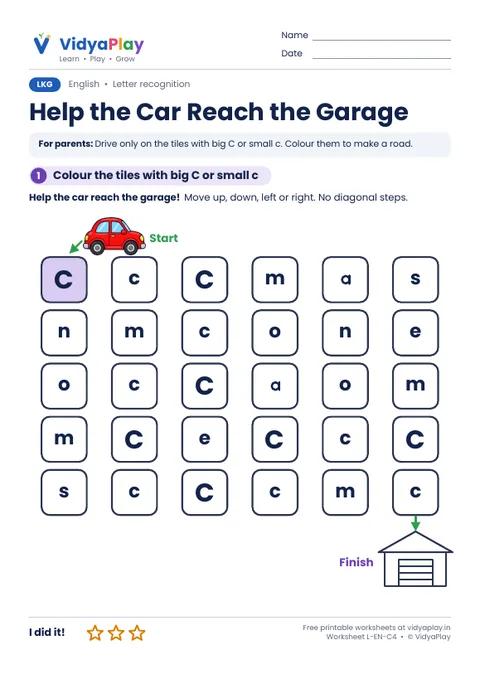 Help the Car Reach the Garage worksheet preview
