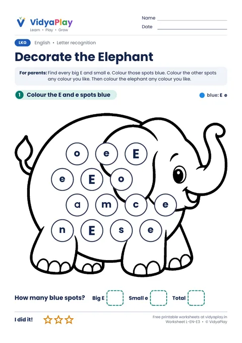 Decorate the Elephant worksheet preview