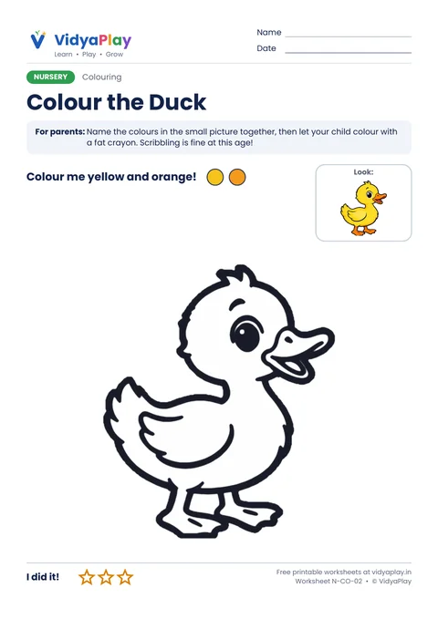 Duck colouring page