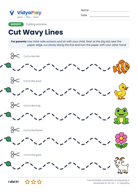 Cutting worksheet: wavy lines