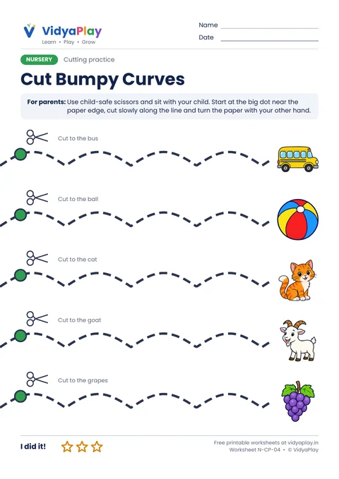 Cutting worksheet: bumpy curves