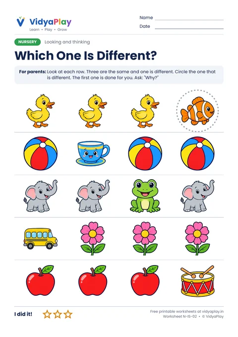 Odd one out worksheet