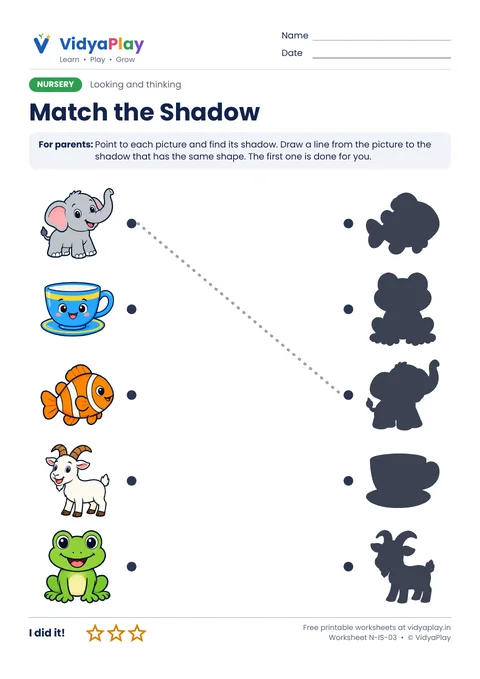 Shadow matching worksheet