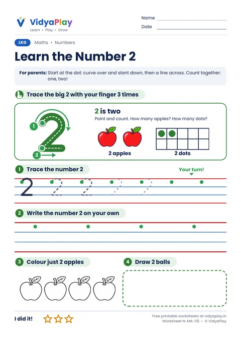 Number 2 worksheets preview